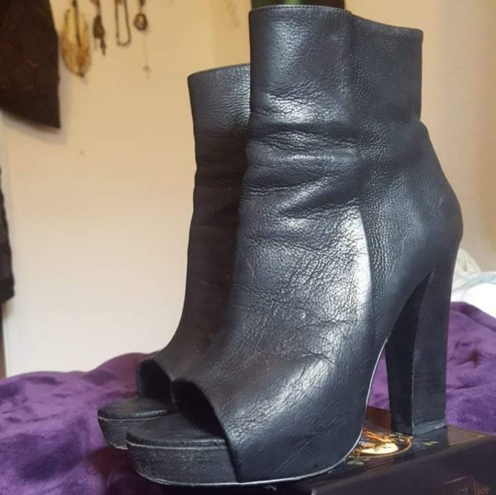 All Saints Leather Block Heel Boots